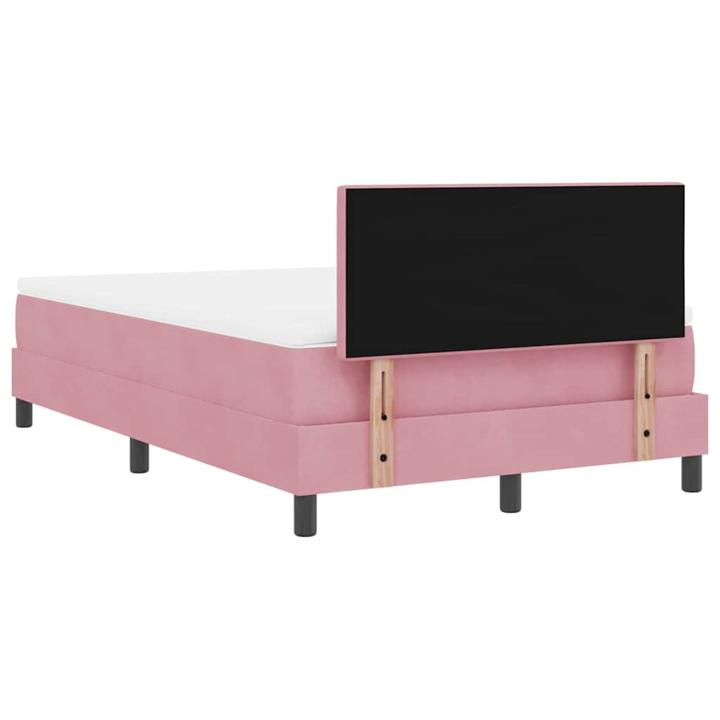 LED Box Spring Krevet Ružičasta 120 x 200 cm Baršun