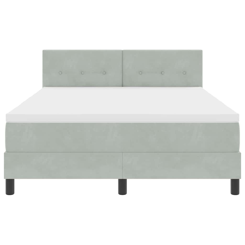 LED Box Spring Krevet Svijetlo siva 140 x 190 cm Baršun