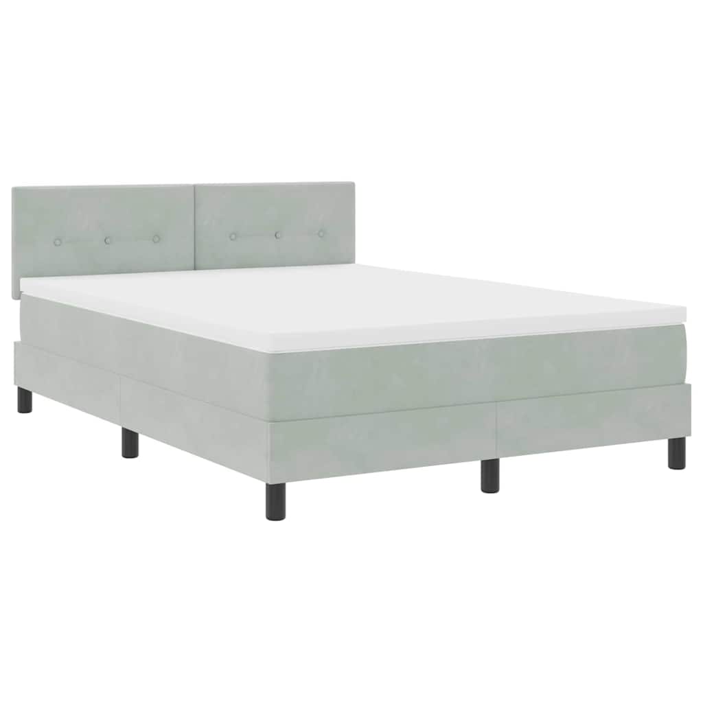 LED Box Spring Krevet Svijetlo siva 140 x 200 cm Baršun