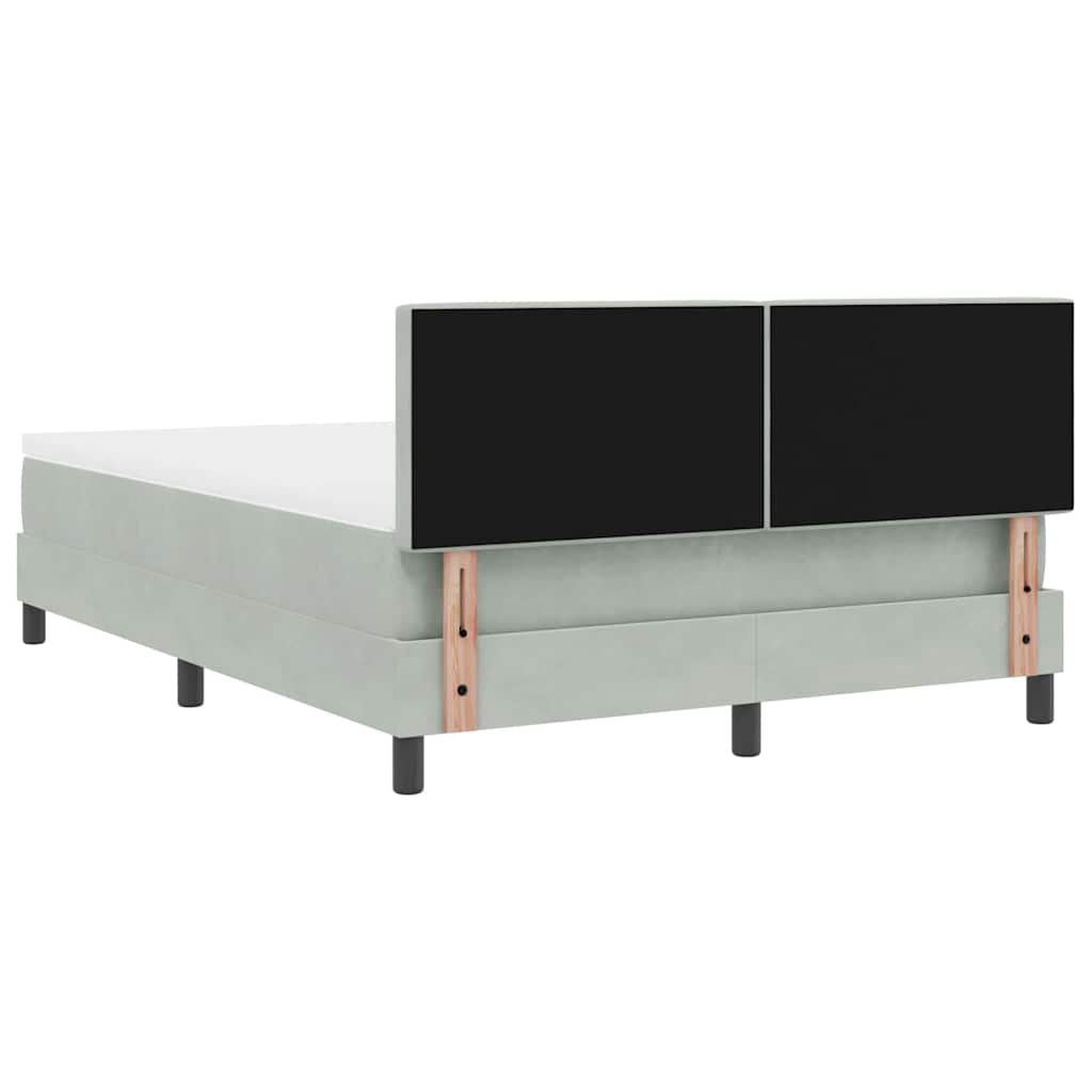 LED Box Spring Krevet Svijetlo siva 140 x 200 cm Baršun