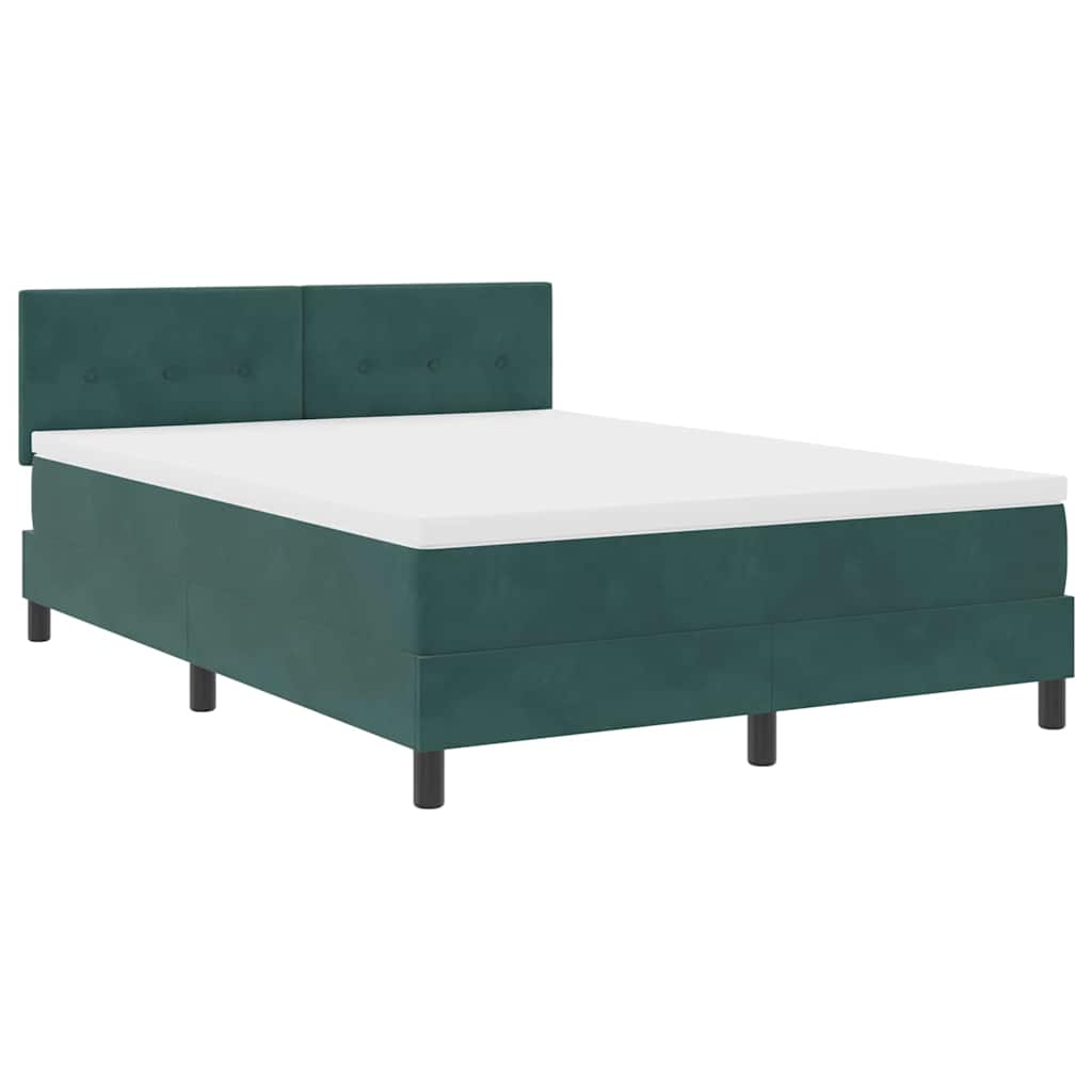 LED Box Spring Krevet Tamnozelena 140 x 200 cm Baršun