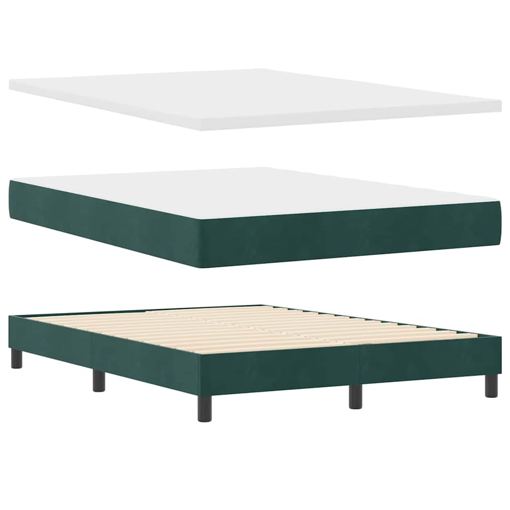 LED Box Spring Krevet Tamnozelena 140 x 200 cm Baršun