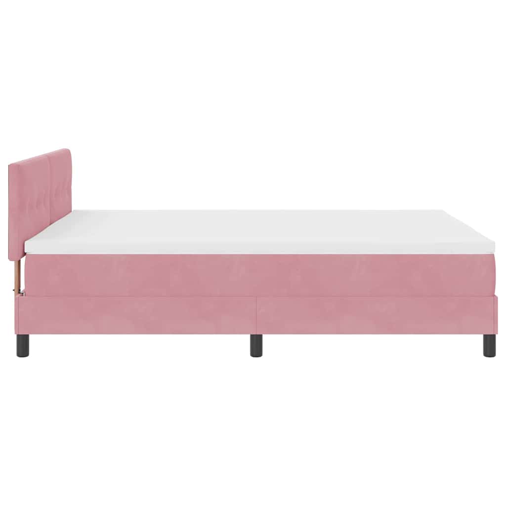 LED Box Spring Krevet s madracem Ružičasta 140 x 200 cm Baršun