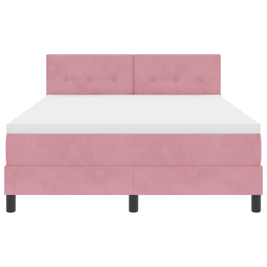 LED Box Spring Krevet s madracem Ružičasta 160 x 200 cm Baršun