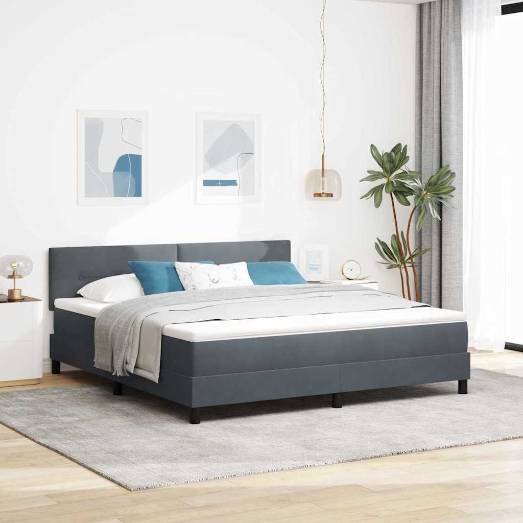 LED Box Spring Krevet s madracem Tamno siva 180 x 200 cm Baršun