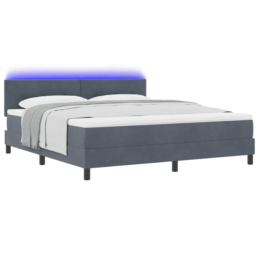 LED Box Spring Krevet s madracem Tamno siva 180 x 200 cm Baršun