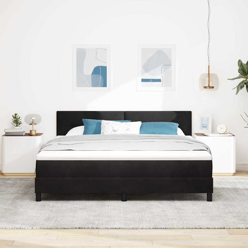 LED Box Spring Krevet s madracem Crna 180 x 200 cm Baršun