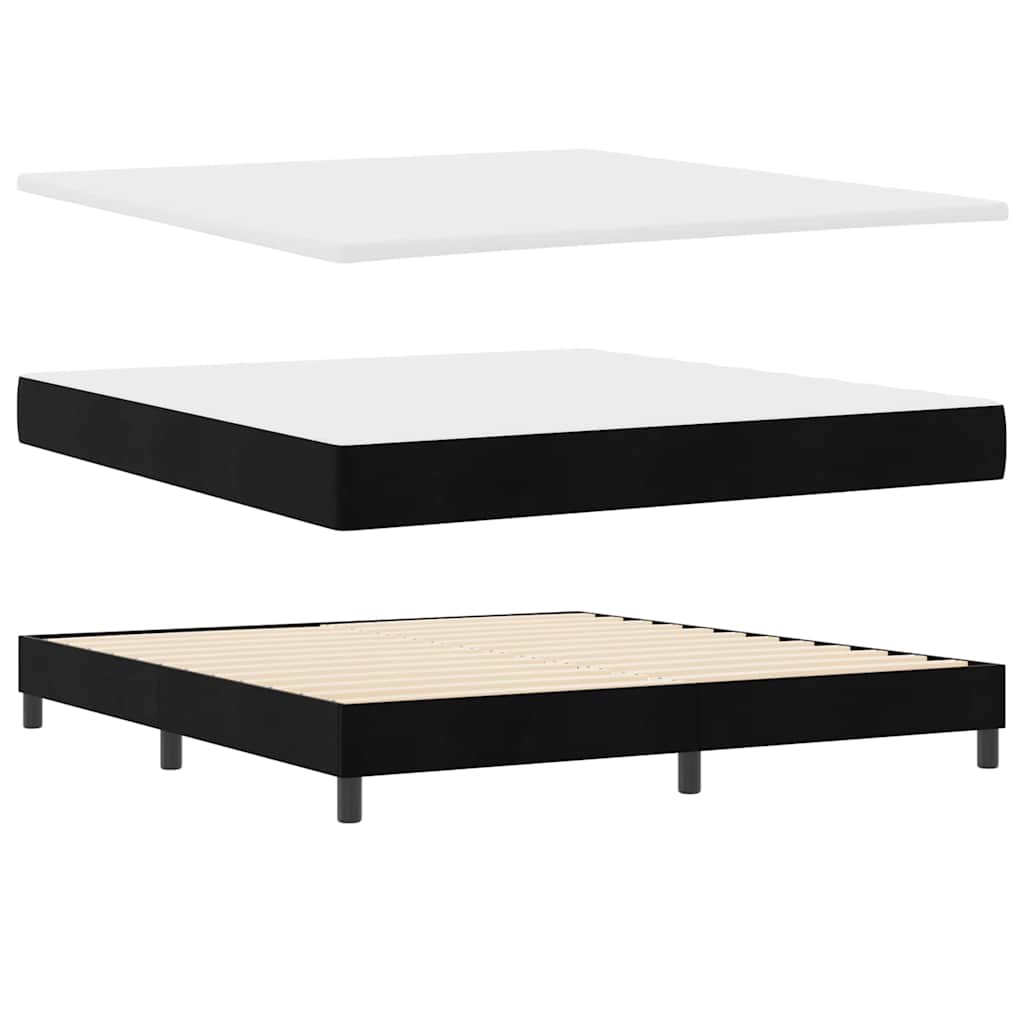 LED Box Spring Krevet s madracem Crna 180 x 200 cm Baršun