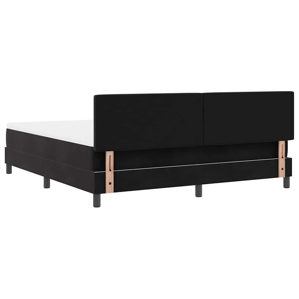 LED Box Spring Krevet s madracem Crna 180 x 200 cm Baršun