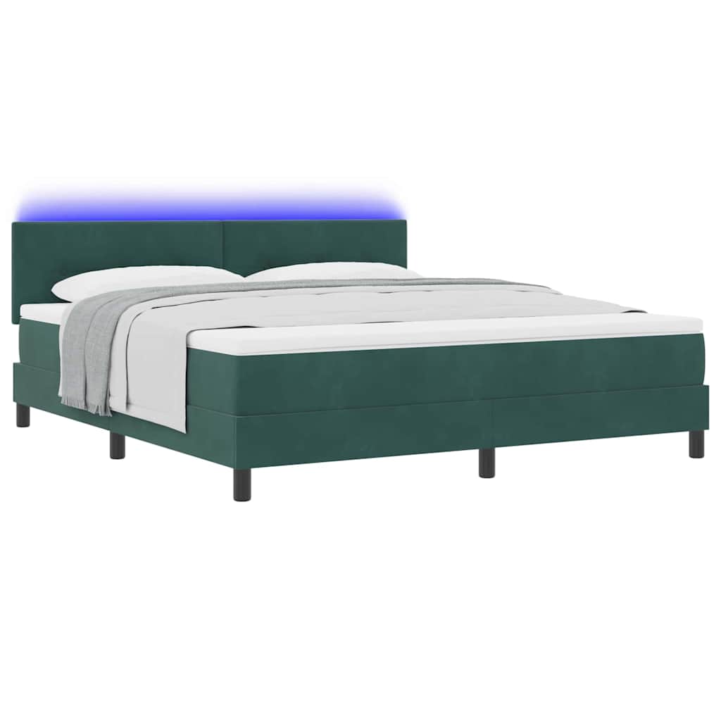 LED Box Spring Krevet Tamnozelena 180 x 200 cm Baršun