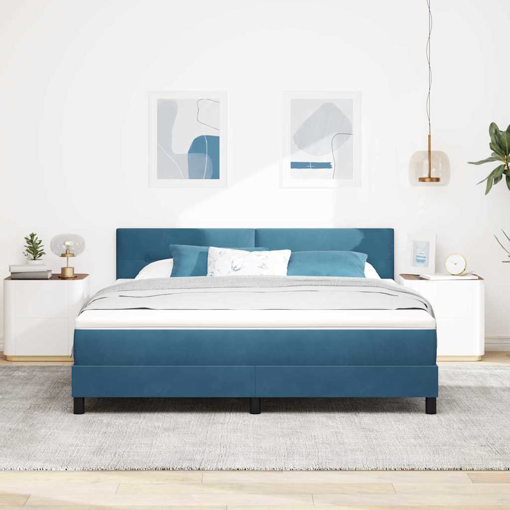 LED Box Spring Krevet Tamno plava 180 x 200 cm Baršun