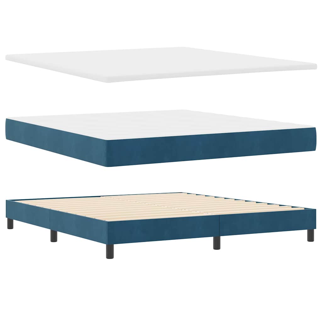 LED Box Spring Krevet Tamno plava 180 x 200 cm Baršun