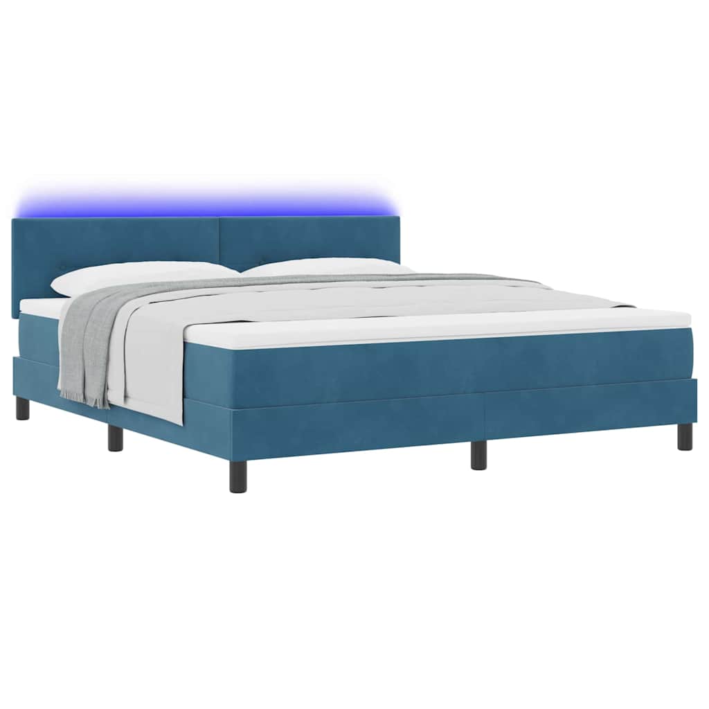 LED Box Spring Krevet Tamno plava 180 x 200 cm Baršun