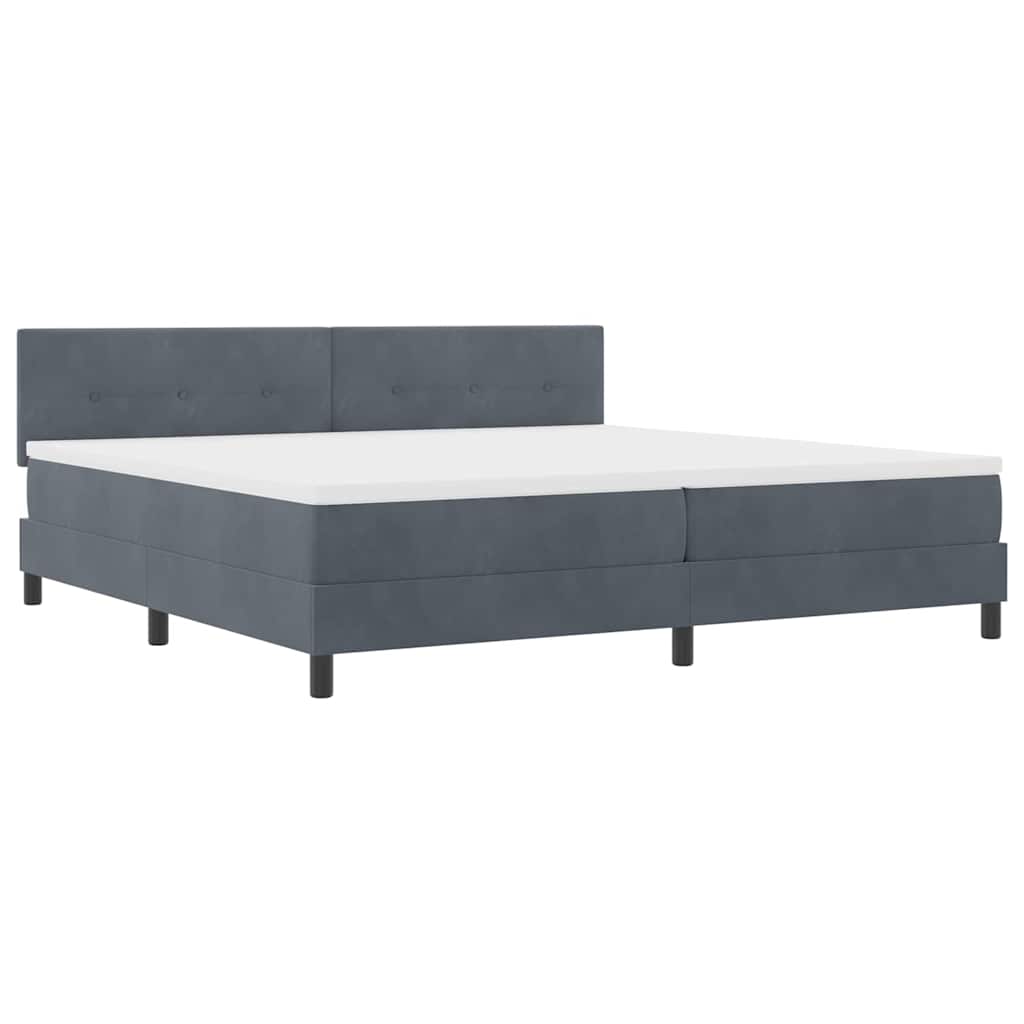 LED Box Spring Krevet s madracem Tamno siva 200 x 200 cm Baršun