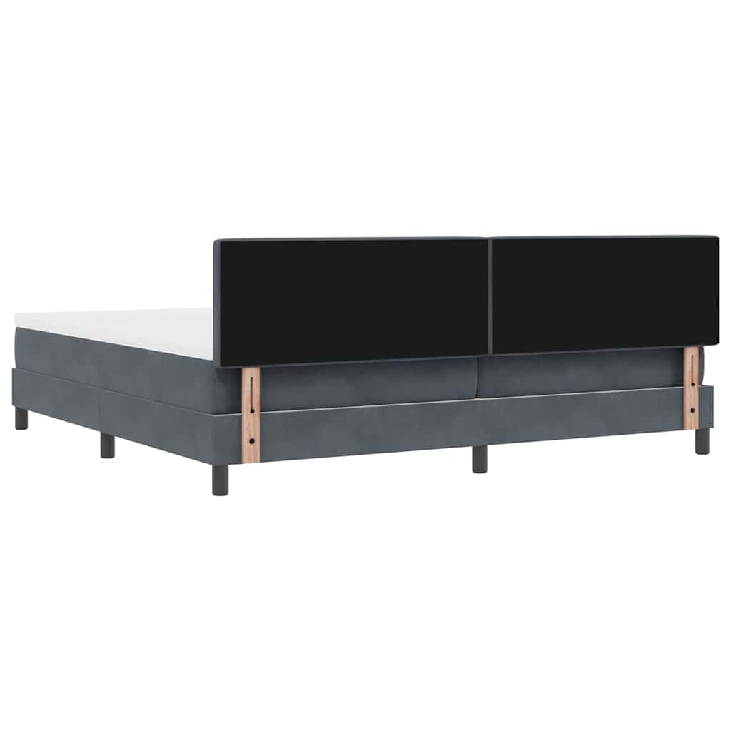 LED Box Spring Krevet s madracem Tamno siva 200 x 200 cm Baršun