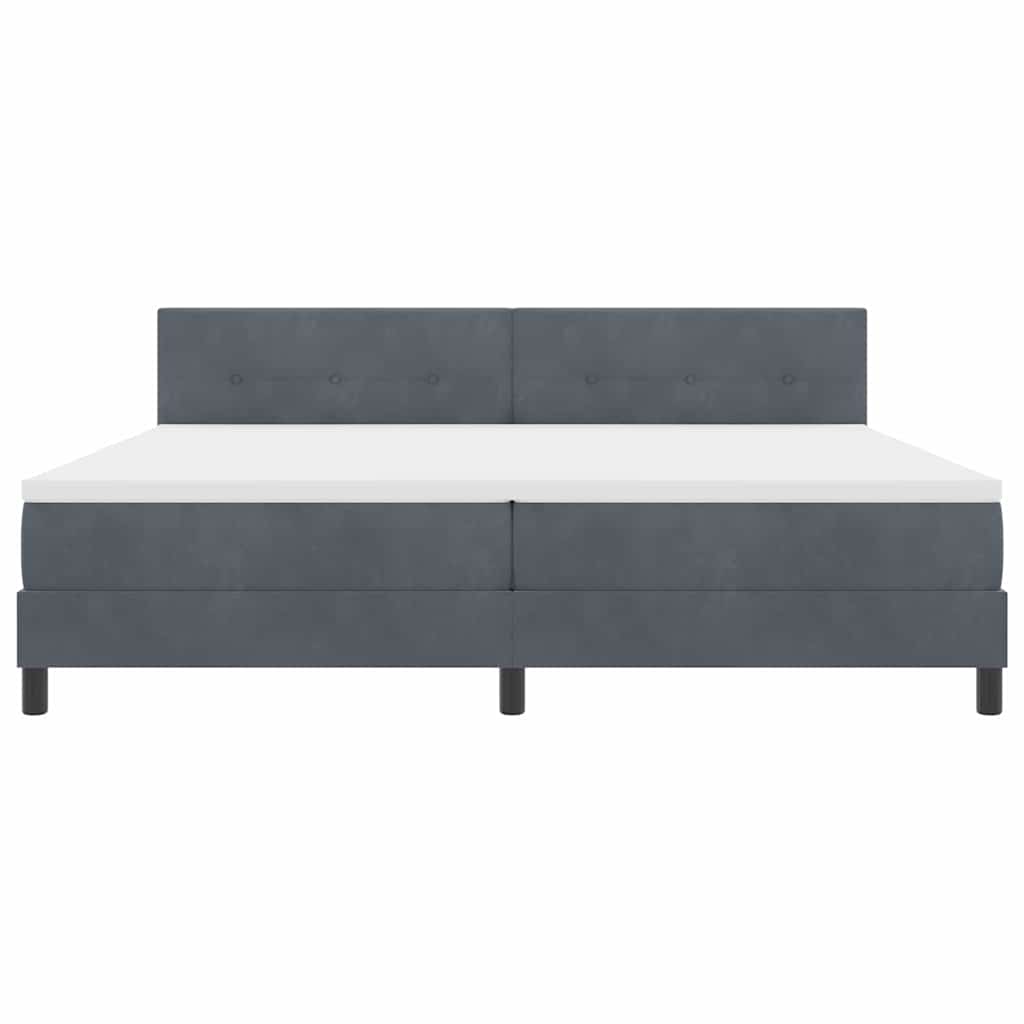 LED Box Spring Krevet s madracem Tamno siva 200 x 200 cm Baršun