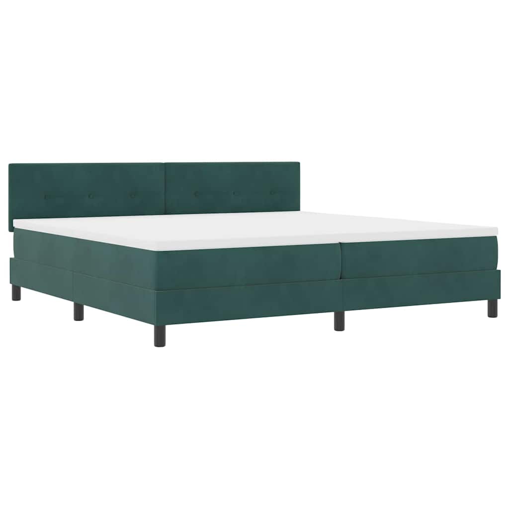 LED Box Spring Krevet Tamnozelena 200 x 200 cm Baršun