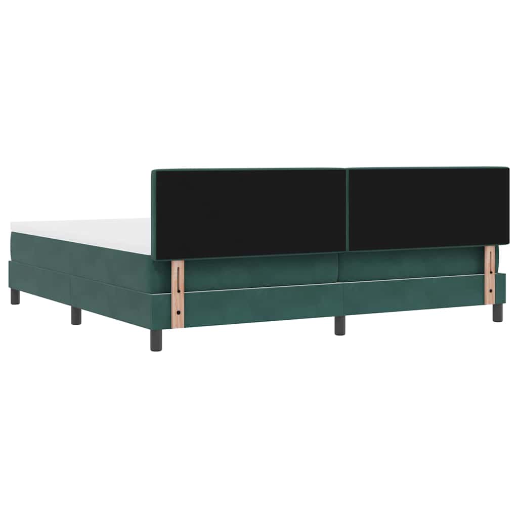 LED Box Spring Krevet Tamnozelena 200 x 200 cm Baršun