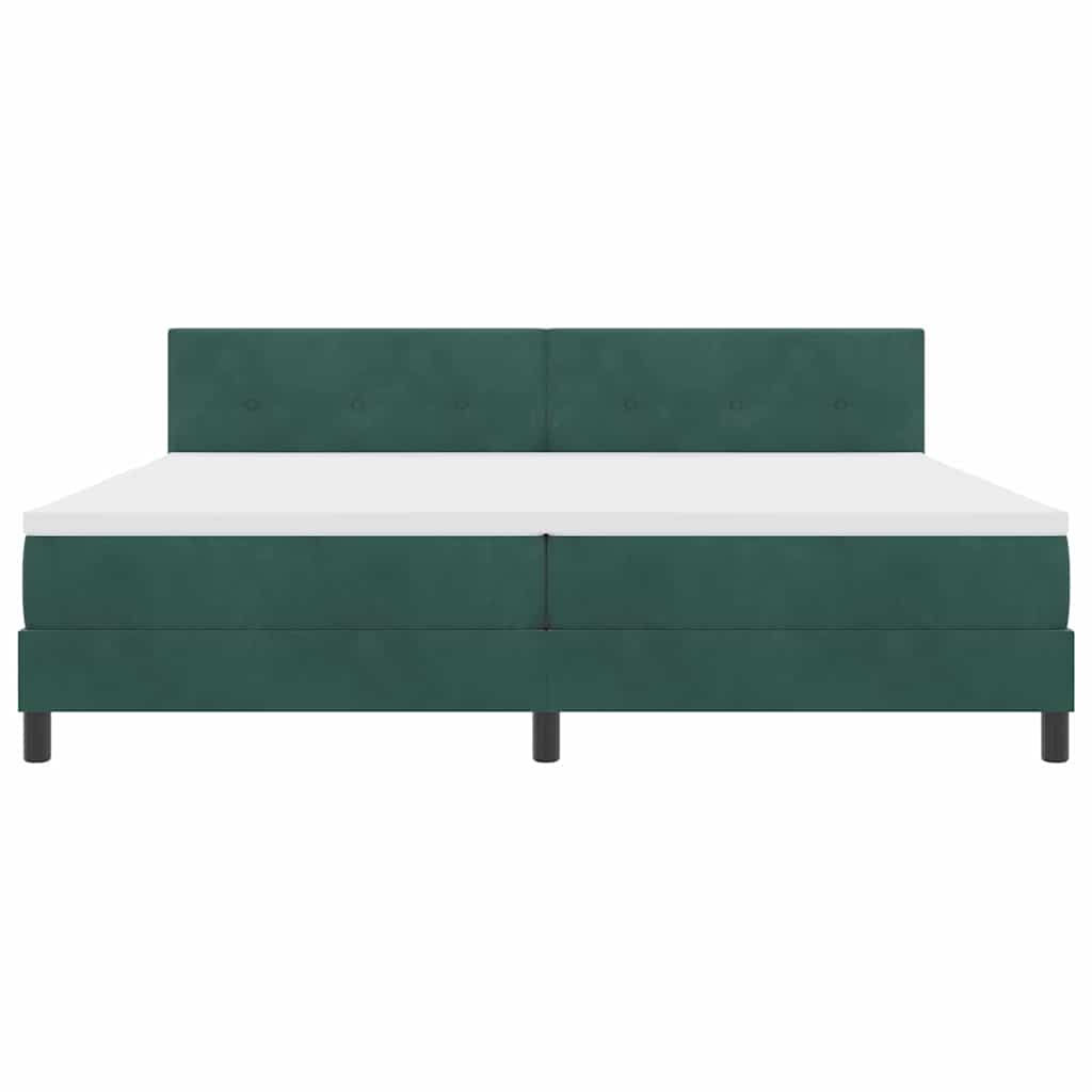 LED Box Spring Krevet Tamnozelena 200 x 200 cm Baršun