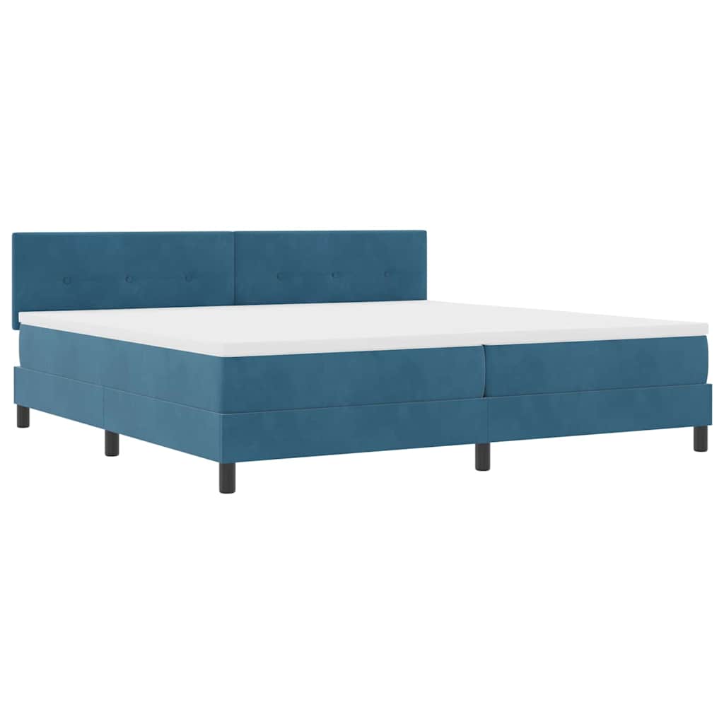 LED Box Spring Krevet Tamno plava 200 x 200 cm Baršun
