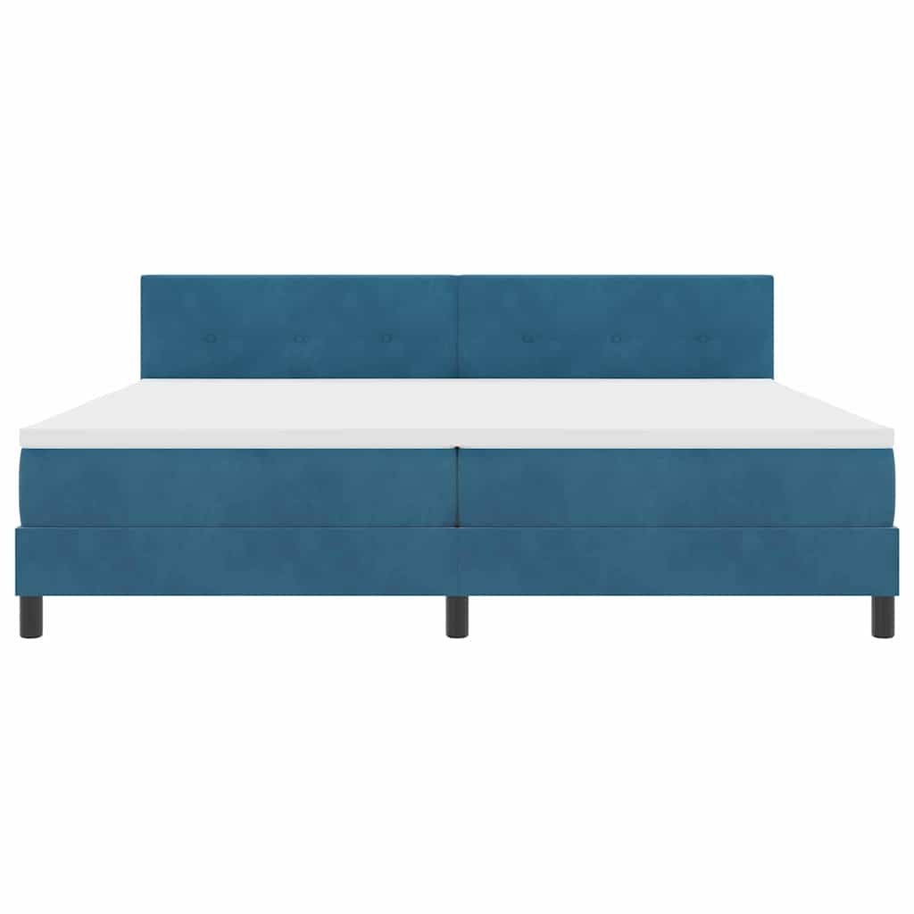 LED Box Spring Krevet Tamno plava 200 x 200 cm Baršun