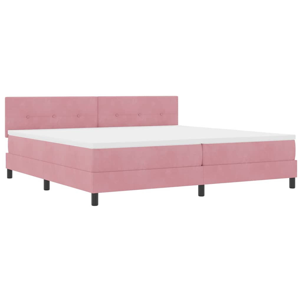 LED Box Spring Krevet s madracem Ružičasta 200 x 200 cm Baršun