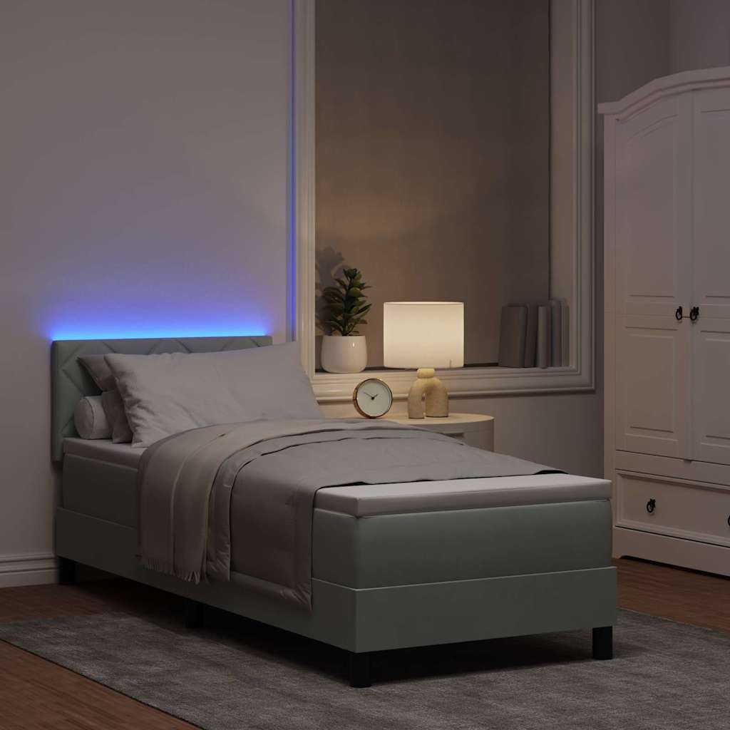 LED Box Spring Krevet Svijetlo siva 80 x 200 cm Baršun
