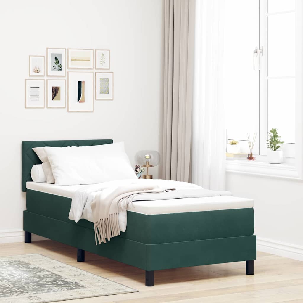 LED Box Spring Krevet Tamnozelena 80 x 200 cm Baršun