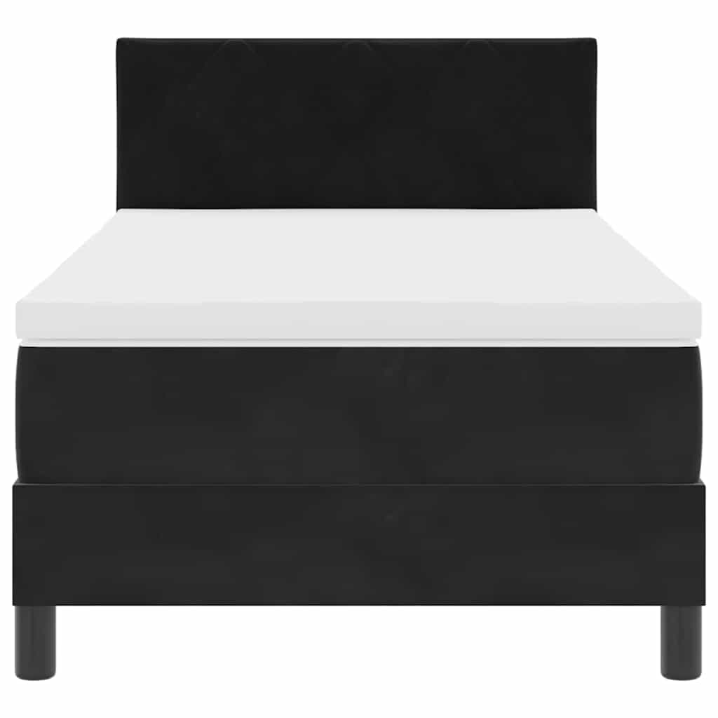 LED Box Spring Krevet s madracem Crna 90 x 190 cm Baršun