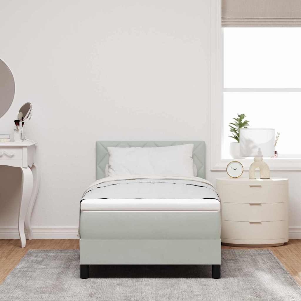 LED Box Spring Krevet Svijetlo siva 90 x 200 cm Baršun