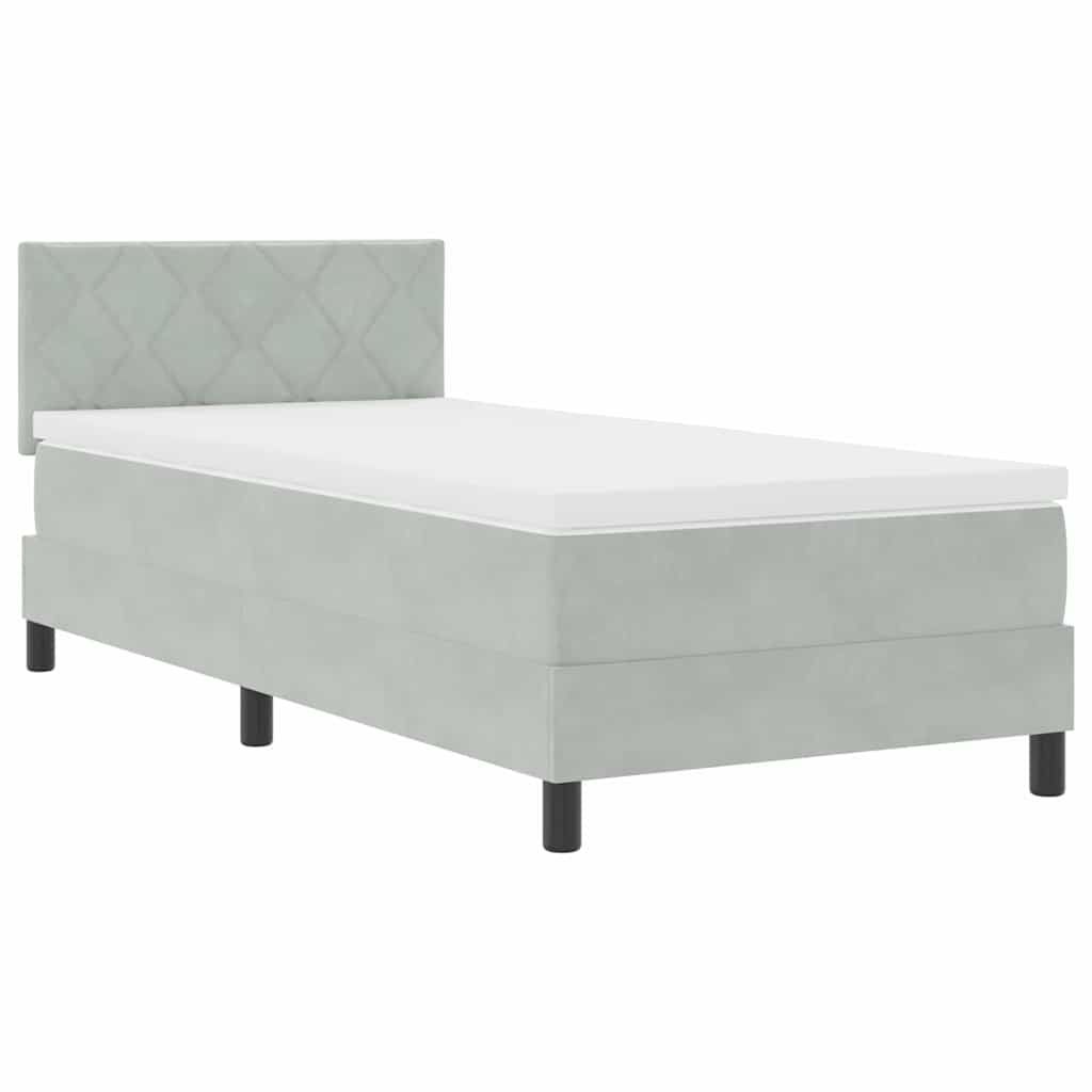 LED Box Spring Krevet Svijetlo siva 90 x 200 cm Baršun