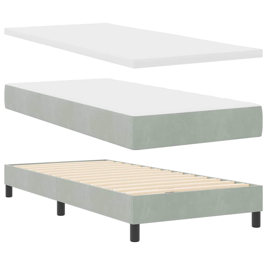 LED Box Spring Krevet Svijetlo siva 90 x 200 cm Baršun