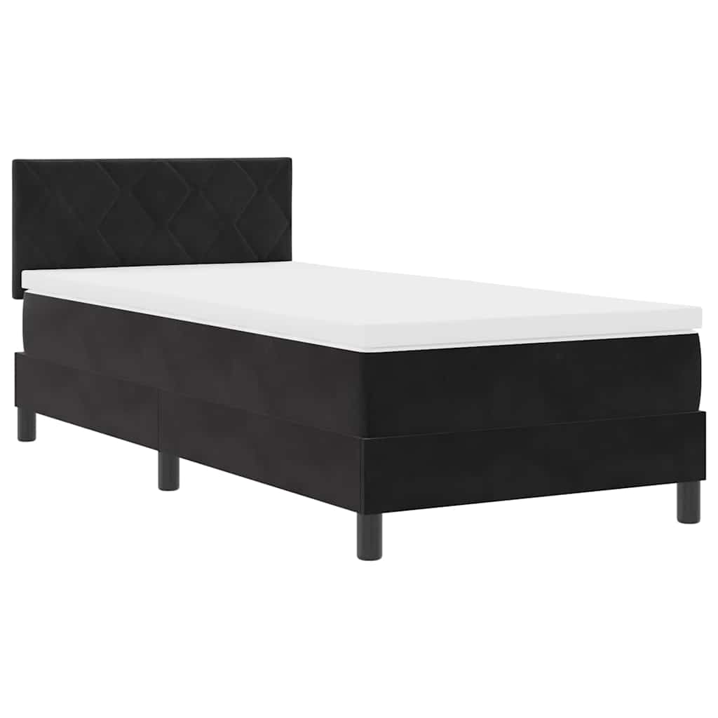 LED Box Spring Krevet s madracem Crna 90 x 200 cm Baršun