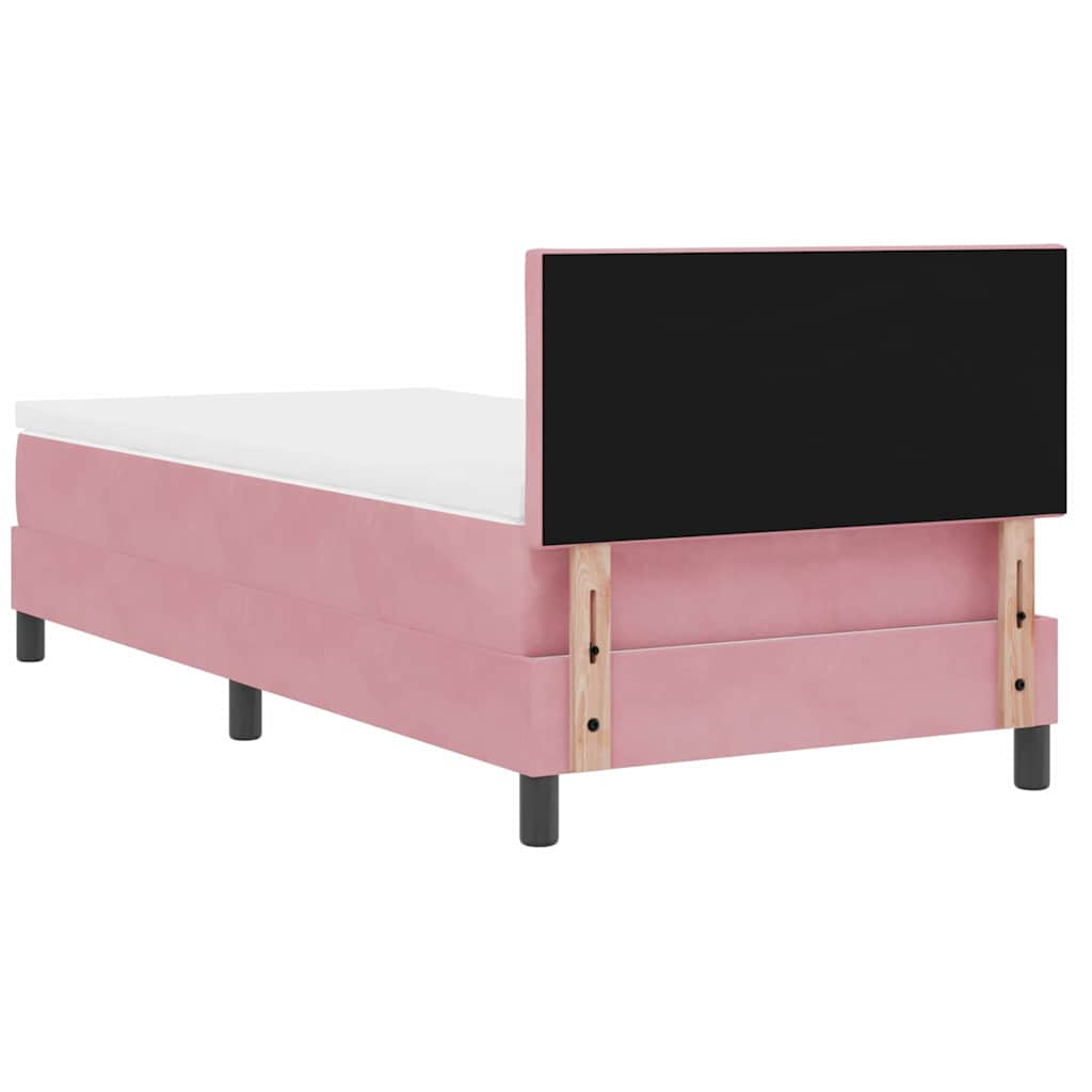LED Box Spring Krevet s madracem Ružičasta 100 x 200 cm Baršun