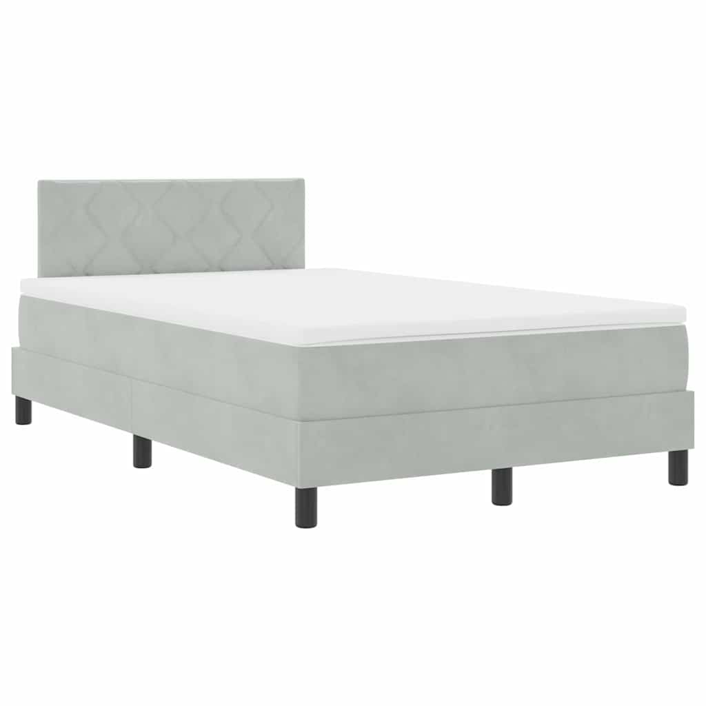 LED Box Spring Krevet Svijetlo siva 120 x 190 cm Baršun