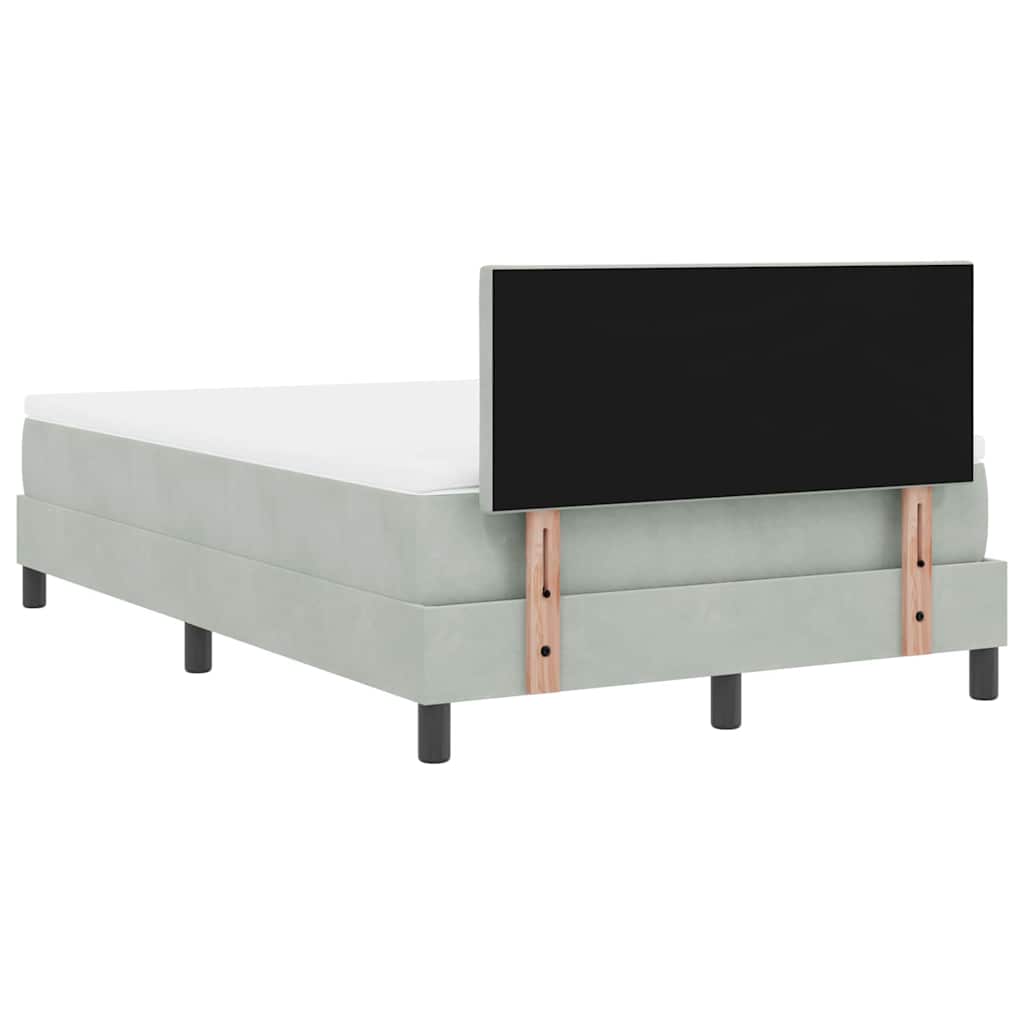 LED Box Spring Krevet Svijetlo siva 120 x 190 cm Baršun