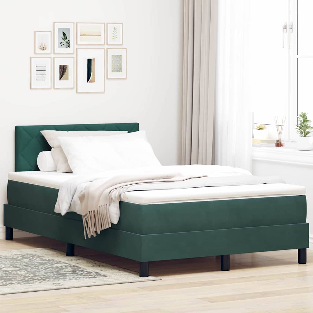 LED Box Spring Krevet Tamnozelena 120 x 190 cm Baršun