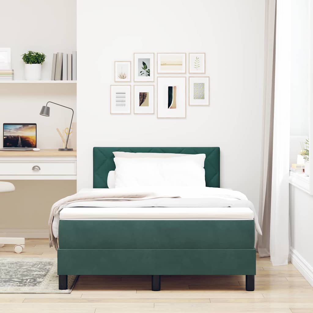 LED Box Spring Krevet Tamnozelena 120 x 190 cm Baršun