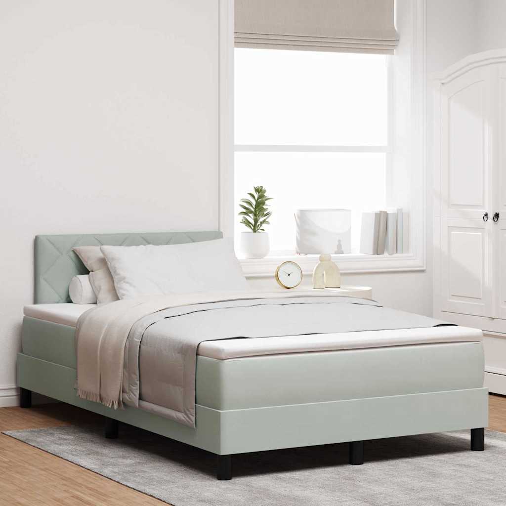 LED Box Spring Krevet Svijetlo siva 120 x 200 cm Baršun