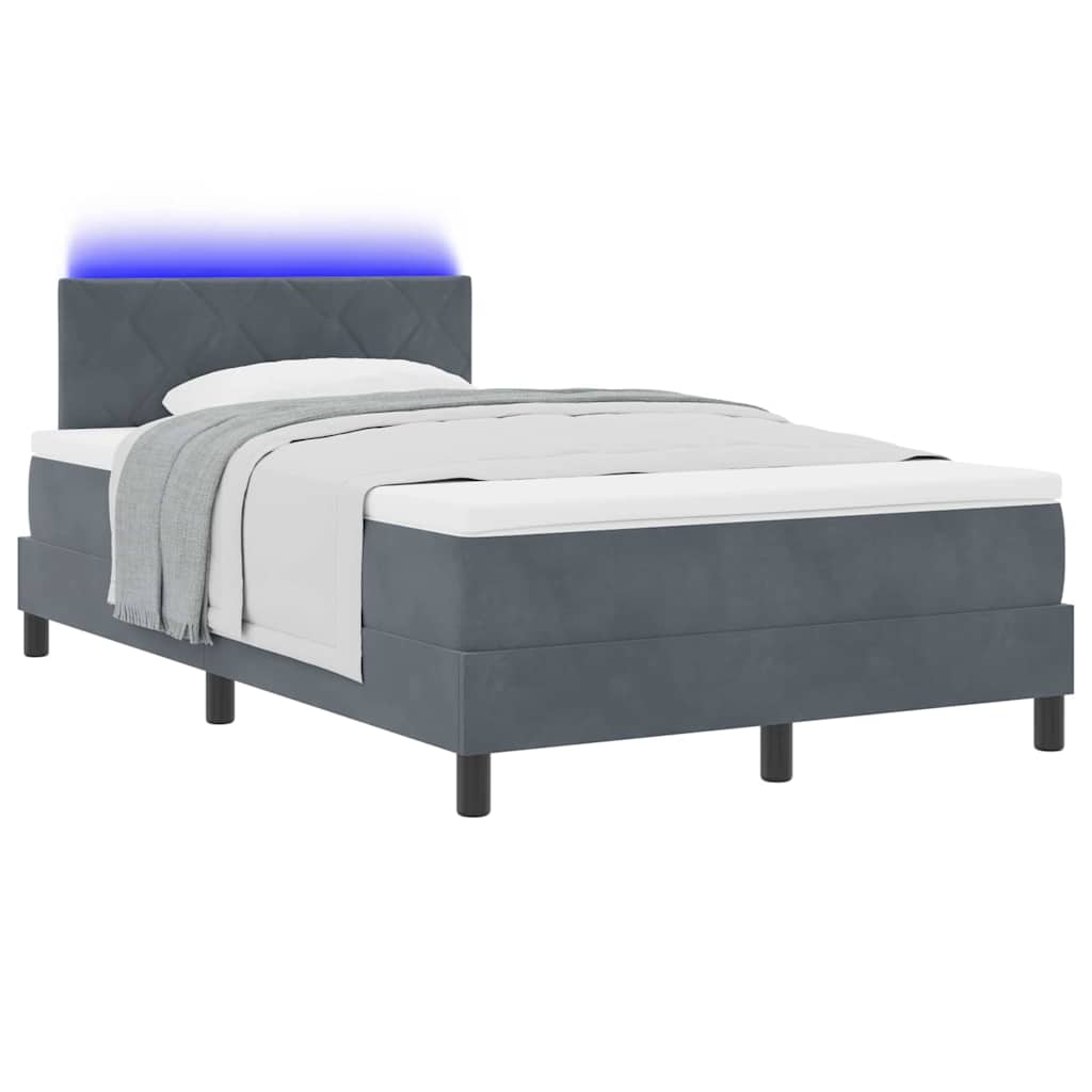 LED Box Spring Krevet Tamno siva 120 x 200 cm Baršun