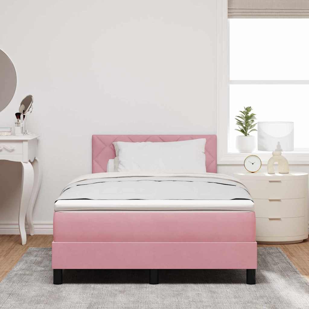 LED Box Spring Krevet Ružičasta 120 x 200 cm Baršun