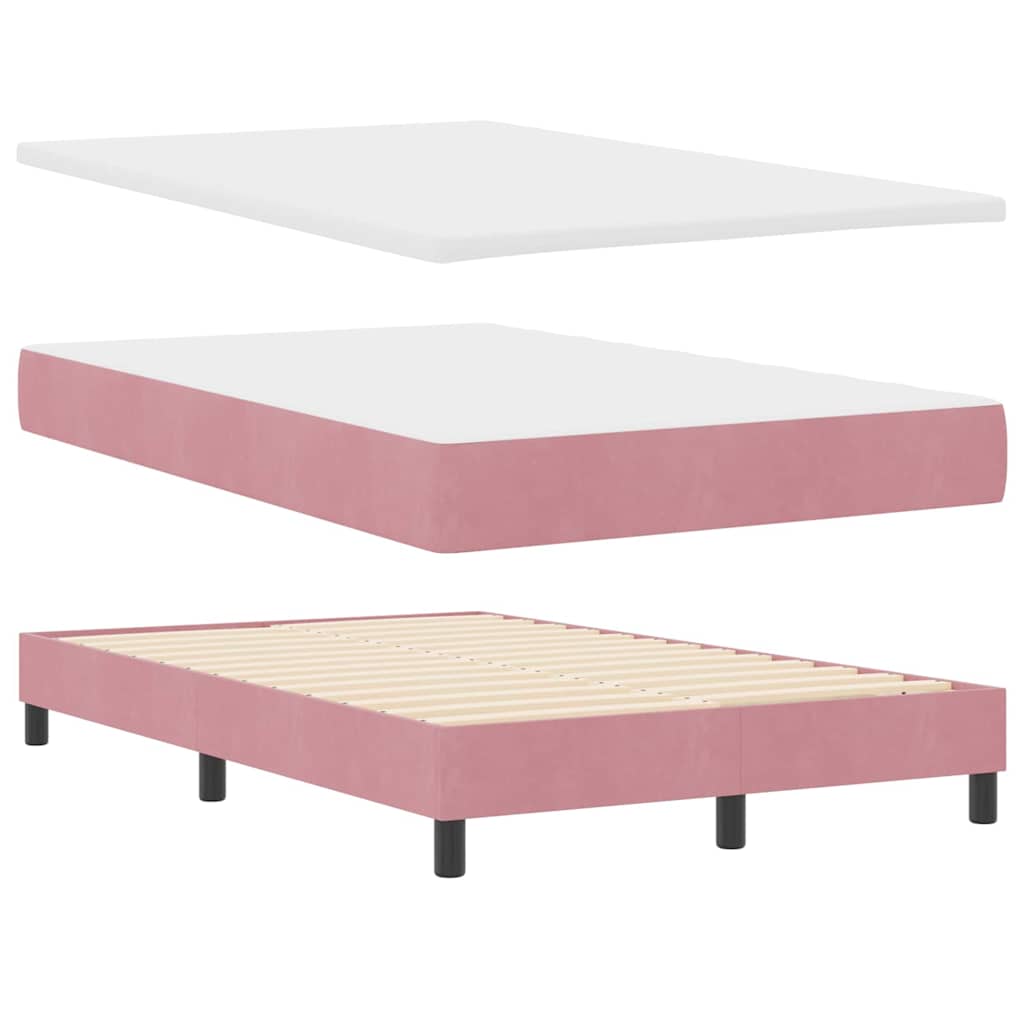 LED Box Spring Krevet Ružičasta 120 x 200 cm Baršun