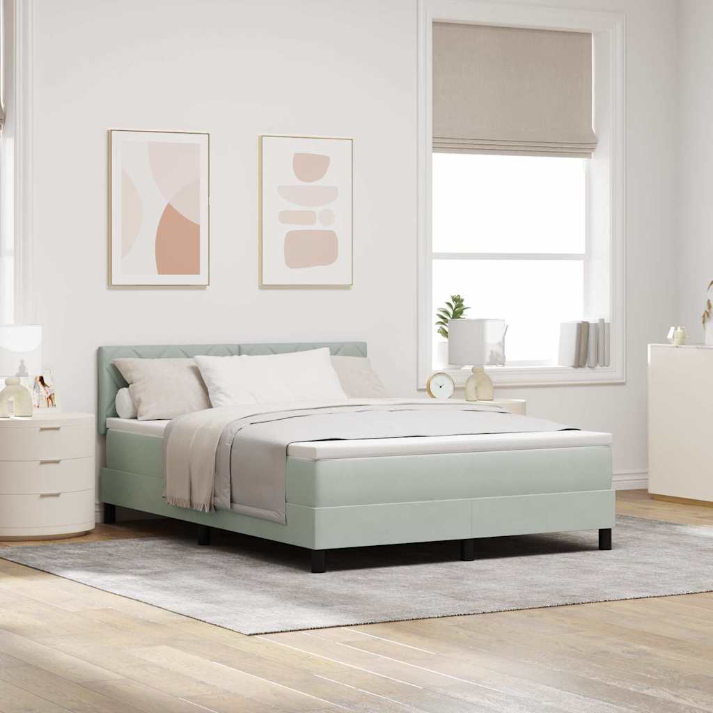 LED Box Spring Krevet Svijetlo siva 140 x 190 cm Baršun