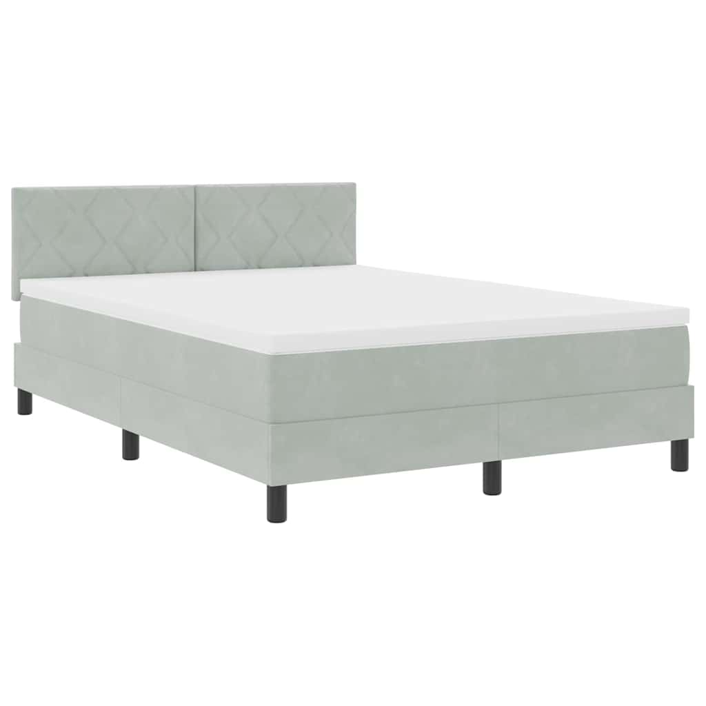 LED Box Spring Krevet Svijetlo siva 140 x 190 cm Baršun