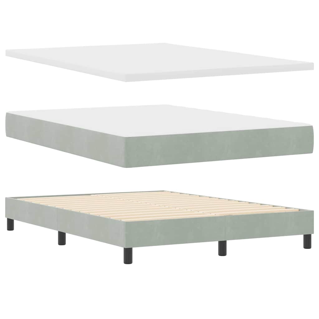LED Box Spring Krevet Svijetlo siva 140 x 190 cm Baršun