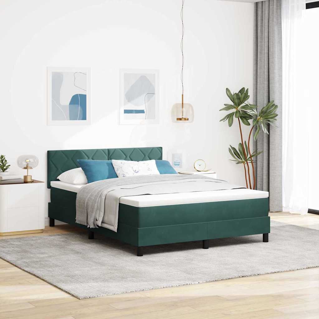 LED Box Spring Krevet Tamnozelena 140 x 200 cm Baršun