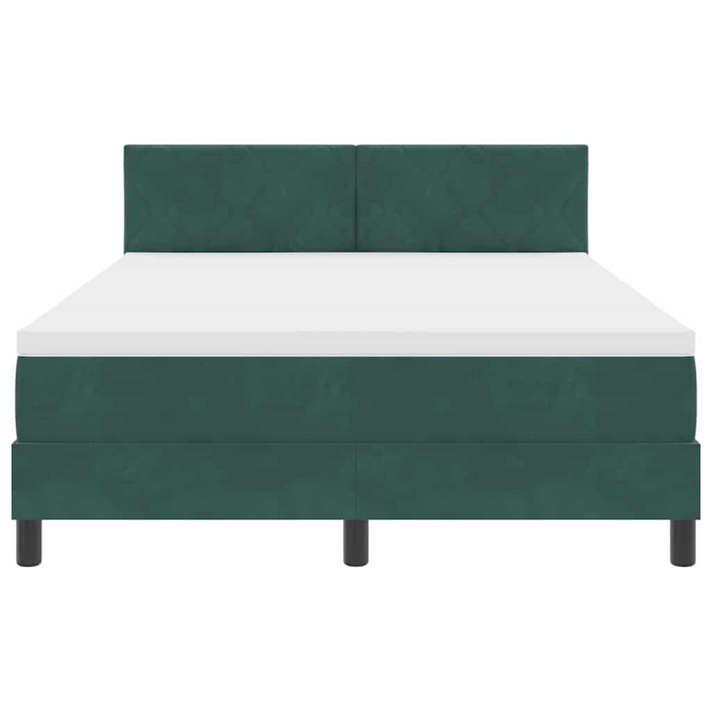 LED Box Spring Krevet Tamnozelena 140 x 200 cm Baršun