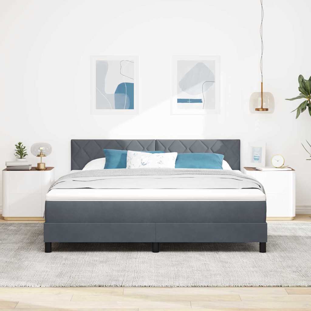 LED Box Spring Krevet Tamno siva 180 x 200 cm Baršun