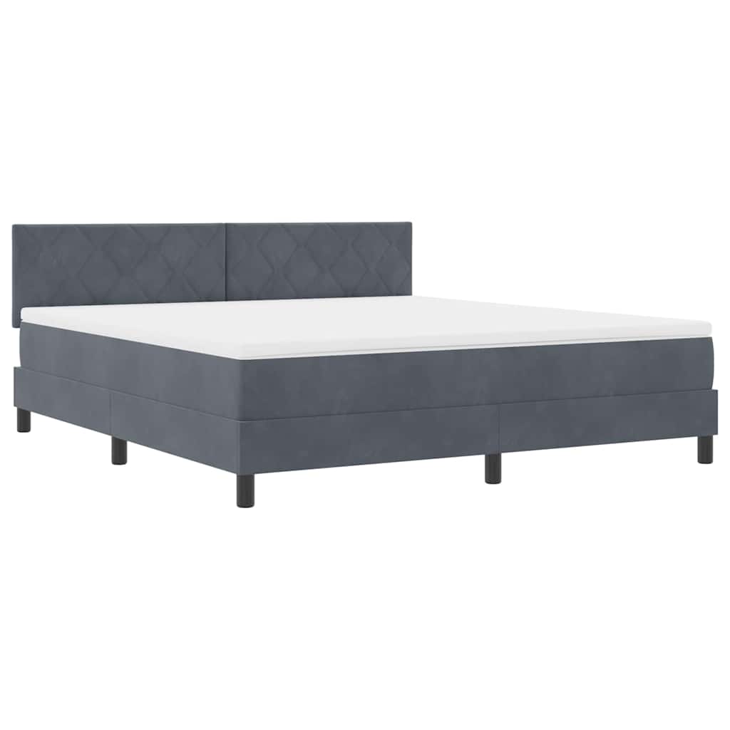 LED Box Spring Krevet Tamno siva 180 x 200 cm Baršun