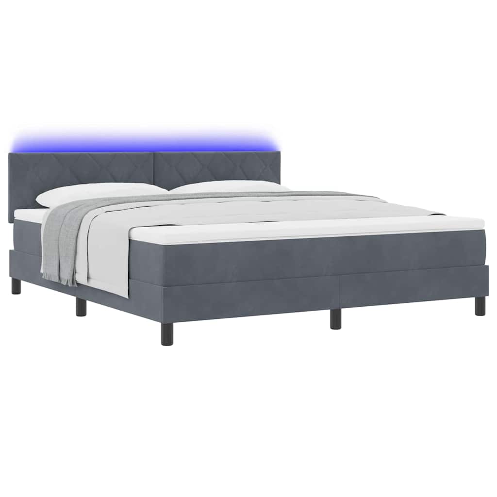 LED Box Spring Krevet Tamno siva 180 x 200 cm Baršun